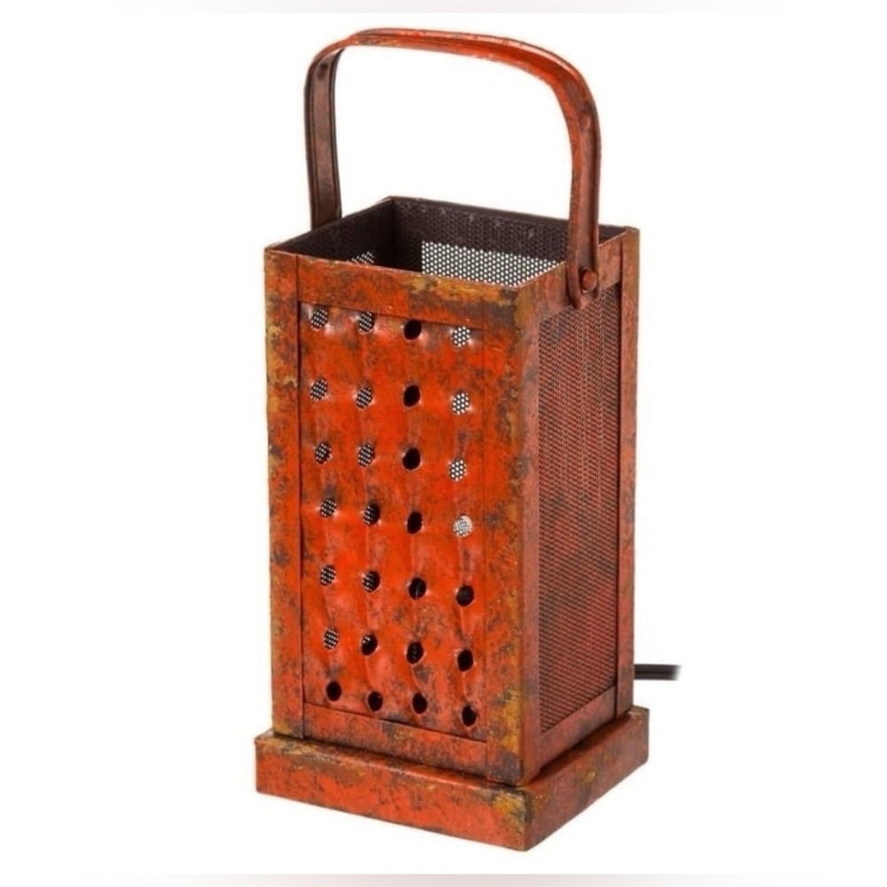 Evergreen Vintage Style Cheese Grater Lamp 11” Lighting Home Decor Accents lamps